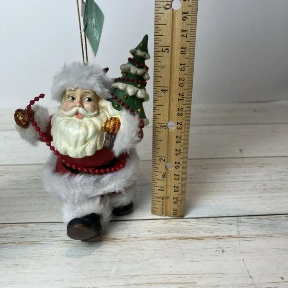 Kurt S Adler Santa Claus Hand Painted Christmas Ornament Faux Fur White 5-1/4" - Picture 8 of 8